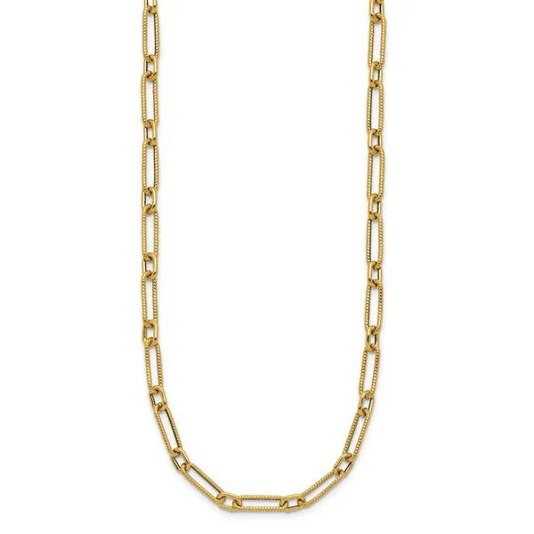 Leslie's 14K Polished and Textured 4.2mm Fancy Link Necklace Image 2 K & Co Family Jewelers Eagle, ID