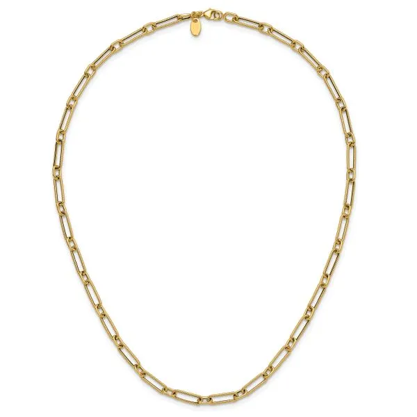 Leslie's 14K Polished and Textured 4.2mm Fancy Link Necklace Image 4 Arlene's Fine Jewelry Vidalia, GA