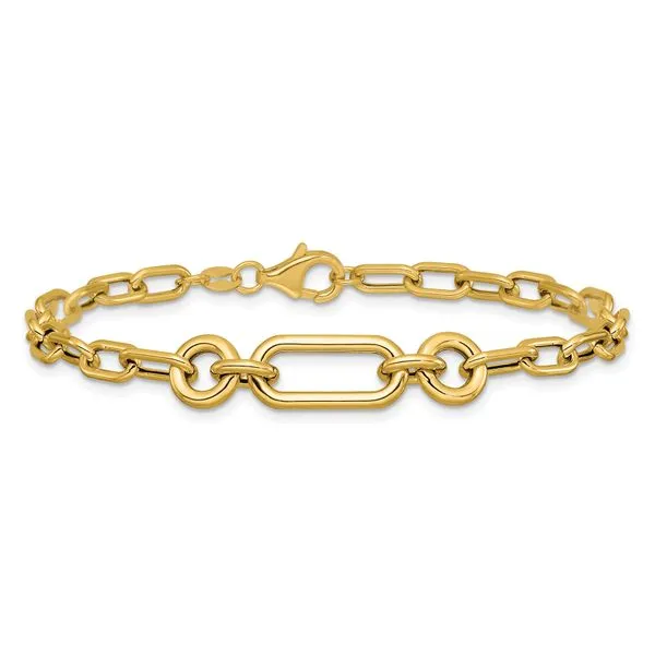 Leslie's 14K Polished Fancy Mixed Link Bracelet Image 3 J. West Jewelers Round Rock, TX