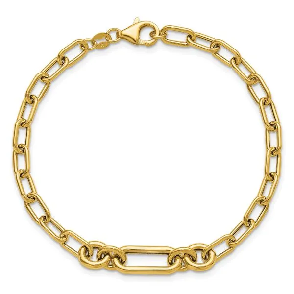 Leslie's 14K Polished Fancy Mixed Link Bracelet Image 4 J. West Jewelers Round Rock, TX