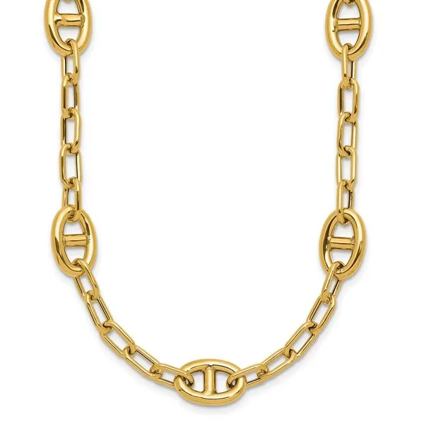 Leslie's 14K Polished Fancy Anchor Link Necklace J. West Jewelers Round Rock, TX