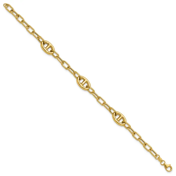 Leslie's 14K Polished Fancy Anchor Link Bracelet Image 2 Grayson & Co. Jewelers Iron Mountain, MI