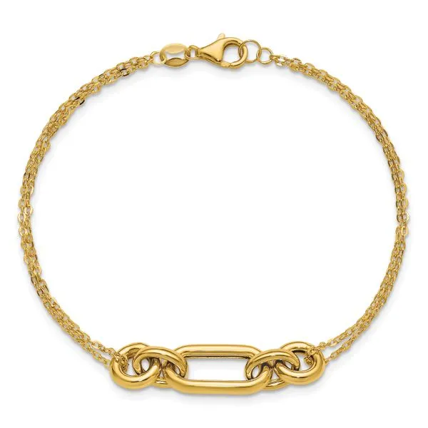 Leslie's 14K Polished Fancy Two-Strand Mixed Links Bracelet Image 4 Thomas A. Davis Jewelers Holland, MI