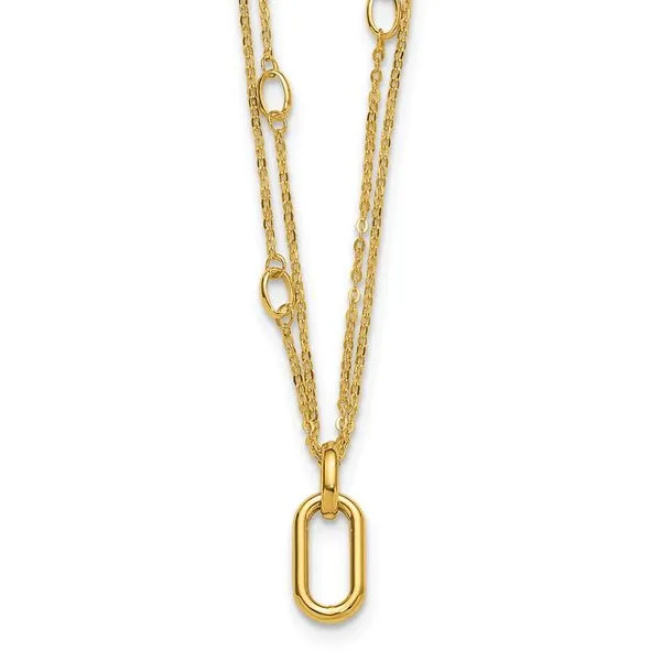 Leslie's 14K Polished Fancy Two-Strand Link Necklace Thomas A. Davis Jewelers Holland, MI