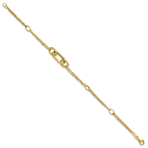 Leslie's 14K Polished Fancy Two-Strand Link Bracelet Image 2 Grayson & Co. Jewelers Iron Mountain, MI