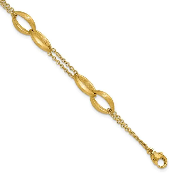 Leslie's 14K Polished and Brushed 2-Strand Navette Link Bracelet Grayson & Co. Jewelers Iron Mountain, MI