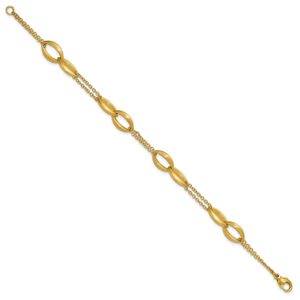 Leslie's 14K Polished and Brushed 2-Strand Navette Link Bracelet Image 2 Grayson & Co. Jewelers Iron Mountain, MI