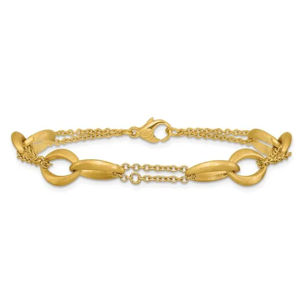 Leslie's 14K Polished and Brushed 2-Strand Navette Link Bracelet Image 3 Grayson & Co. Jewelers Iron Mountain, MI