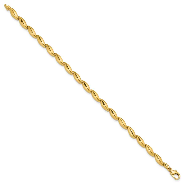 Leslie's 14K Polished and Satin 4.2mm Fancy Link Bracelet Image 2 JMR Jewelers Cooper City, FL