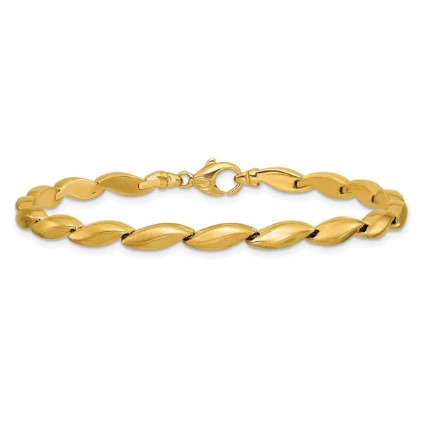 Leslie's 14K Polished and Satin 4.2mm Fancy Link Bracelet Image 3 JMR Jewelers Cooper City, FL