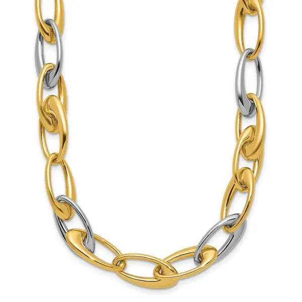 Leslie's 14K Two-tone Polished Tapered Oval Link Necklace Jewelry Design Studio Jensen Beach, FL