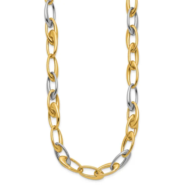 Leslie's 14K Two-tone Polished Tapered Oval Link Necklace Image 2 Jimmy Smith Jewelers Decatur, AL