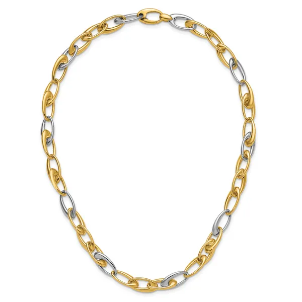 Leslie's 14K Two-tone Polished Tapered Oval Link Necklace Image 4 Jewelry Design Studio Jensen Beach, FL