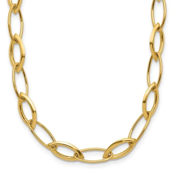 Leslie's 14K Polished Fancy Oval and Navette Link Necklace Trenton Jewelers Ltd. Trenton, MI