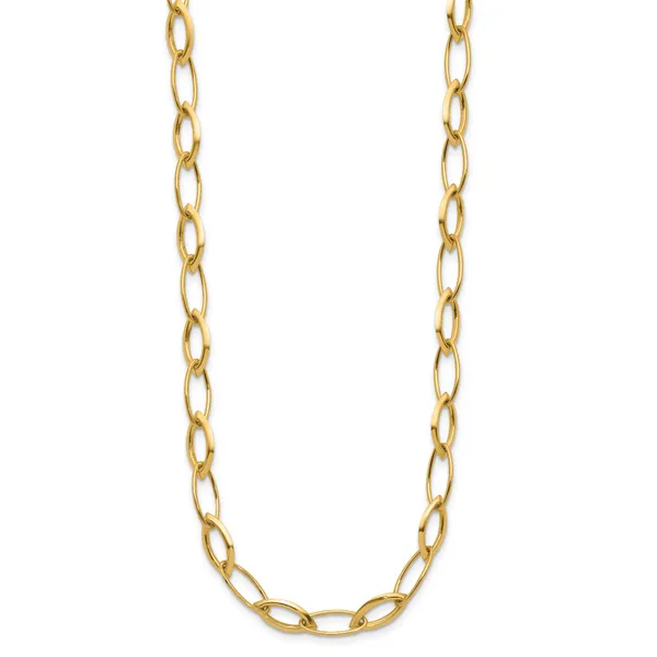 Leslie's 14K Polished Fancy Oval and Navette Link Necklace Image 2 Jerald Jewelers Latrobe, PA