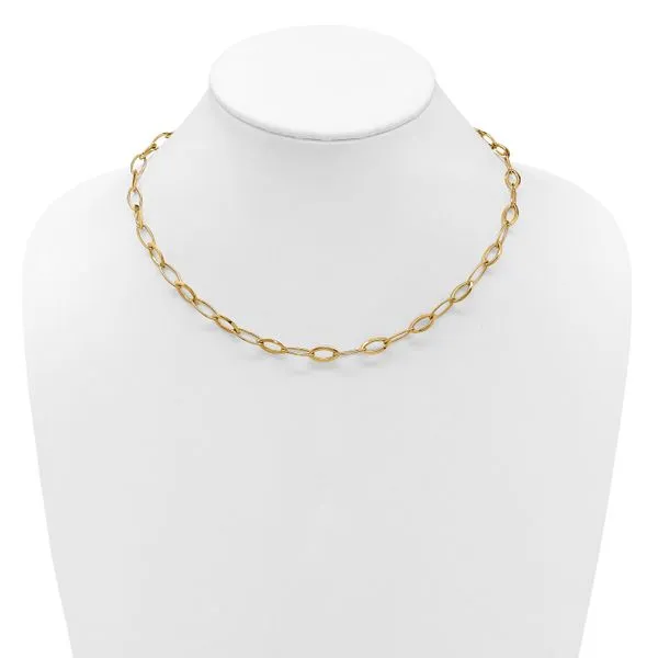 Leslie's 14K Polished Fancy Oval and Navette Link Necklace Image 3 Jerald Jewelers Latrobe, PA