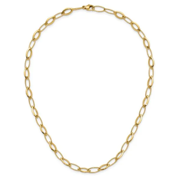 Leslie's 14K Polished Fancy Oval and Navette Link Necklace Image 4 Jerald Jewelers Latrobe, PA