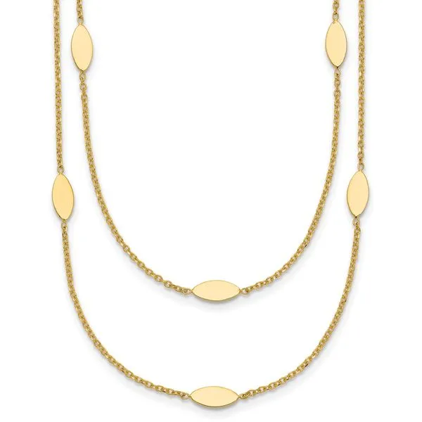 Leslie's 14K Polished Fancy 2-Strand Navette w/ 2in Ext. Necklace Grayson & Co. Jewelers Iron Mountain, MI