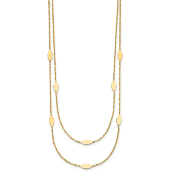 Leslie's 14K Polished Fancy 2-Strand Navette w/ 2in Ext. Necklace Image 2 Jewelry Design Studio Jensen Beach, FL