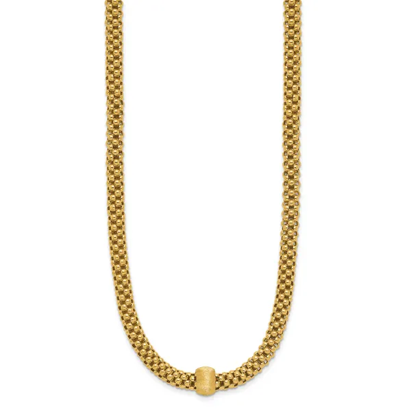 Leslie's 14K Polished and Brushed Bead Popcorn Mesh Necklace Image 2 Thomas A. Davis Jewelers Holland, MI