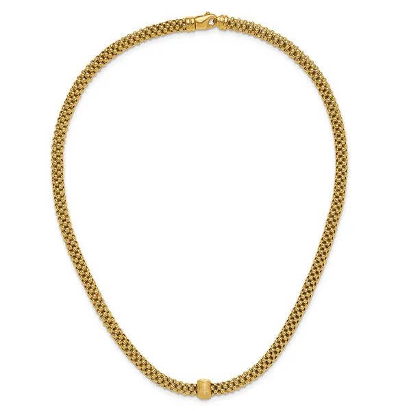 Leslie's 14K Polished and Brushed Bead Popcorn Mesh Necklace Image 4 Grayson & Co. Jewelers Iron Mountain, MI