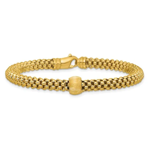 Leslie's 14K Polished and Brushed Bead Popcorn Mesh Bracelet Image 3 Grayson & Co. Jewelers Iron Mountain, MI