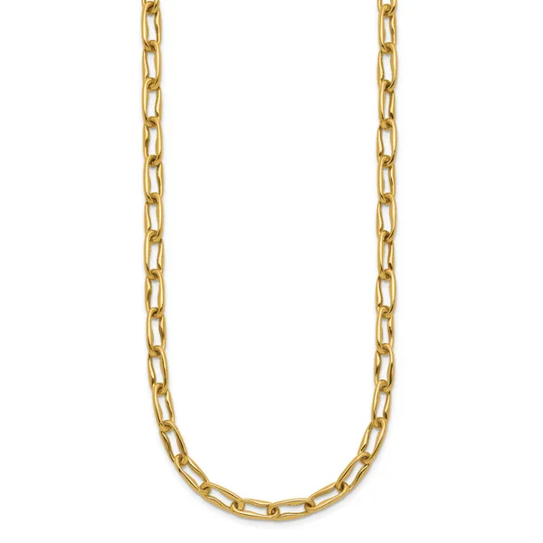 Leslie's 14K Polished Fancy Wavy Elongated Oval Link Necklace Image 2 J. West Jewelers Round Rock, TX