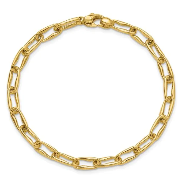Leslie's 14K Polished Fancy Wavy Elongated Oval Link Bracelet Image 4 Boyd Jewelers Wesley Chapel, FL
