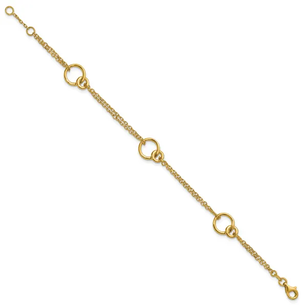 Leslie's 14K Polished 2-Strand Double Circle w/ .5in Ext. Bracelet Image 2 Johnson Jewellers Lindsay, ON