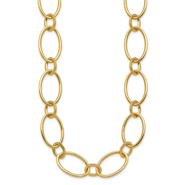 Leslie's 14K Polished Fancy Mixed Oval Link Necklace Image 2 Thomas A. Davis Jewelers Holland, MI