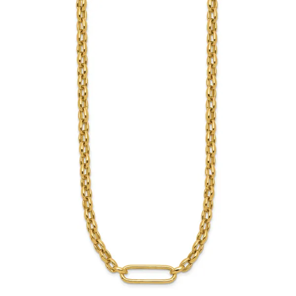 Leslie's 14K Polished Fancy Elongated Oval Link Necklace Image 2 J. Anthony Jewelers Neenah, WI