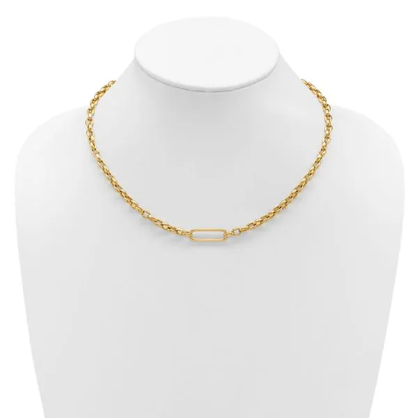Leslie's 14K Polished Fancy Elongated Oval Link Necklace Image 3 Trenton Jewelers Ltd. Trenton, MI