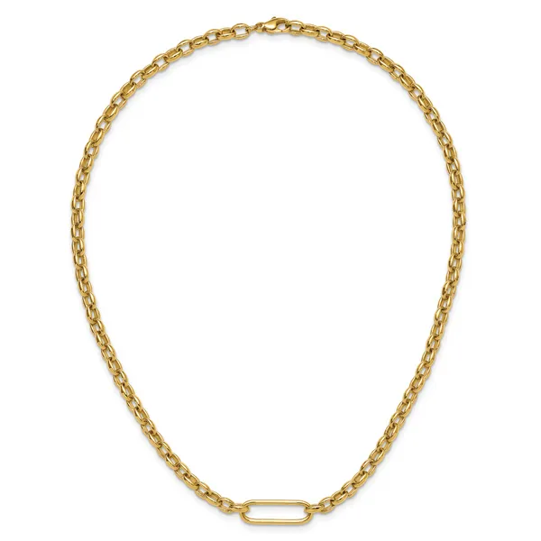 Leslie's 14K Polished Fancy Elongated Oval Link Necklace Image 4 J. Anthony Jewelers Neenah, WI