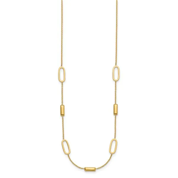 Leslie's 14K Polished Elongated Oval and Bar w/2in Ext. Necklace Image 2 Mitchell's Jewelry Norman, OK