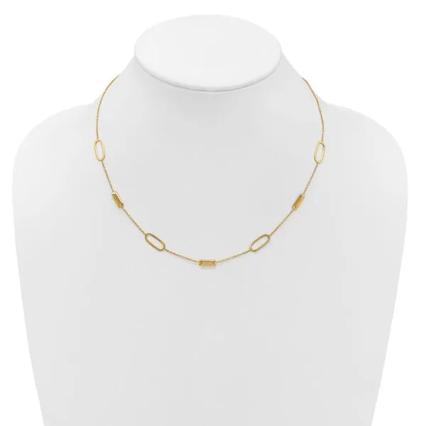 Leslie's 14K Polished Elongated Oval and Bar w/2in Ext. Necklace Image 3 Mitchell's Jewelry Norman, OK