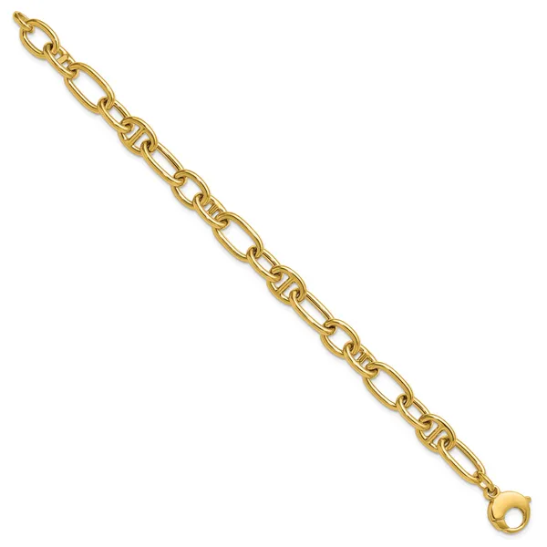 Leslie's 14K Polished Mixed Oval and Anchor Link Bracelet Image 2 J. West Jewelers Round Rock, TX