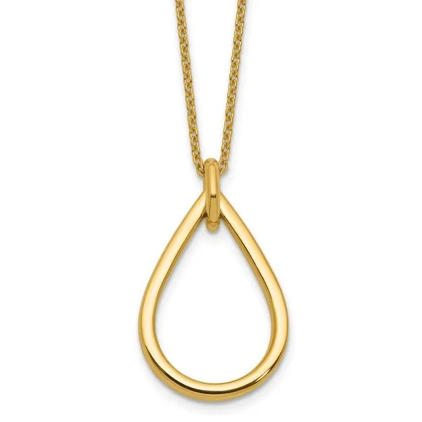 Leslie's 14K Polished Fancy Open Teardrop w/ 2in Ext. Necklace Johnson Jewellers Lindsay, ON