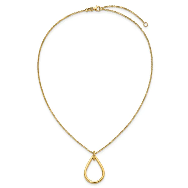 Leslie's 14K Polished Fancy Open Teardrop w/ 2in Ext. Necklace Image 4 Johnson Jewellers Lindsay, ON