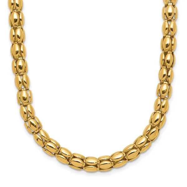 Leslie's 14K Two-tone Polished 5.5mm Popcorn Mesh Necklace Atlanta West Jewelry Douglasville, GA
