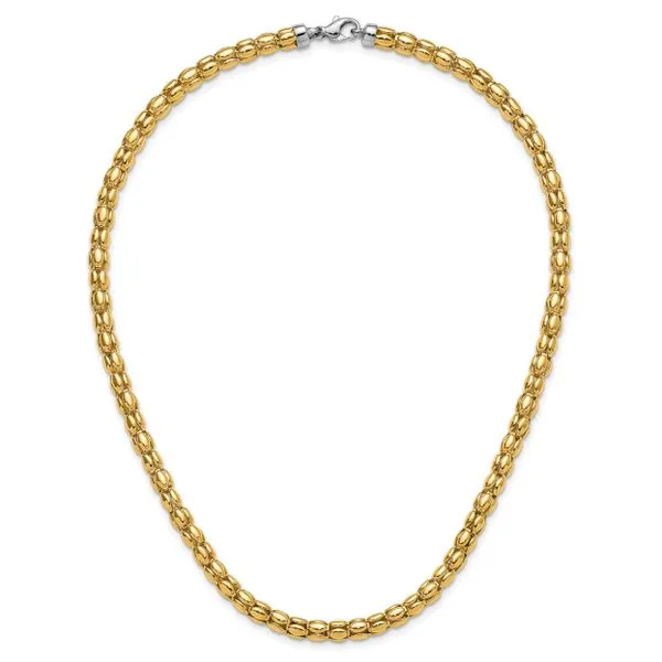 Leslie's 14K Two-tone Polished 5.5mm Popcorn Mesh Necklace Image 4 Diny's Jewelers Middleton, WI