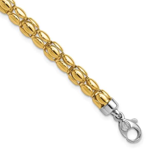 Leslie's 14K Two-tone Polished 5.5mm Popcorn Link Bracelet Jerald Jewelers Latrobe, PA