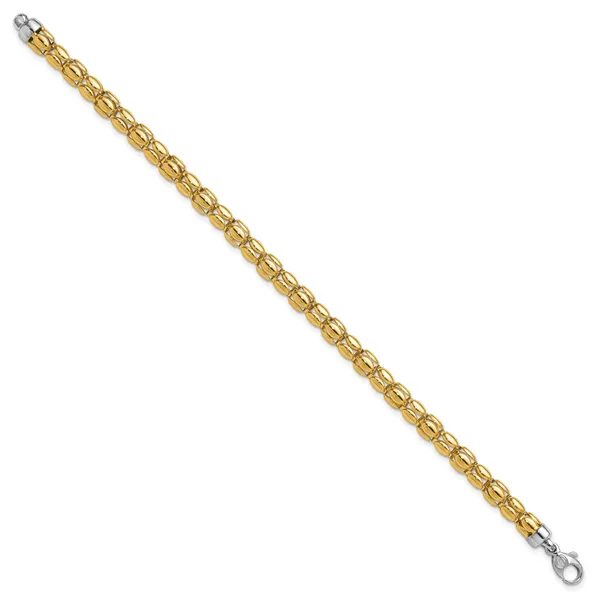 Leslie's 14K Two-tone Polished 5.5mm Popcorn Link Bracelet Image 2 John E. Koller Jewelry Designs owasso, OK