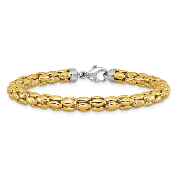 Leslie's 14K Two-tone Polished 5.5mm Popcorn Link Bracelet Image 3 John E. Koller Jewelry Designs owasso, OK