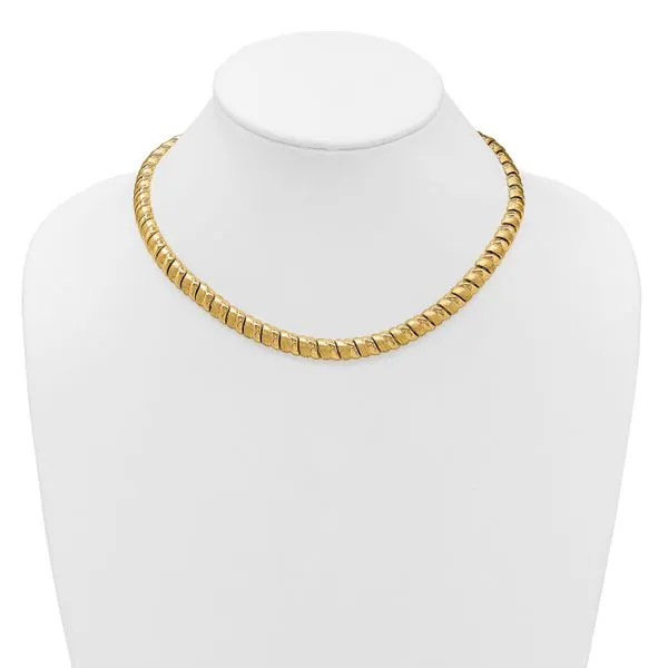 Leslie's 14K Polished and Brushed Fancy 8.0mm Necklace Image 2 Trenton Jewelers Ltd. Trenton, MI