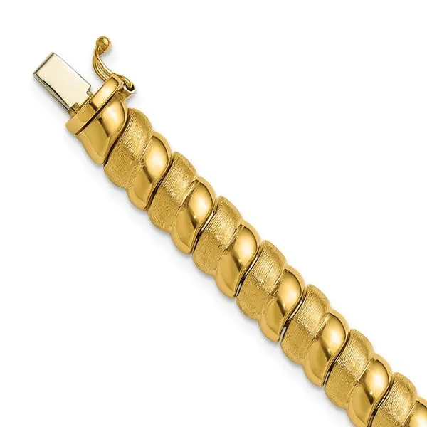 Leslie's 14K Polished and Brushed Fancy 8.0mm Bracelet Grayson & Co. Jewelers Iron Mountain, MI