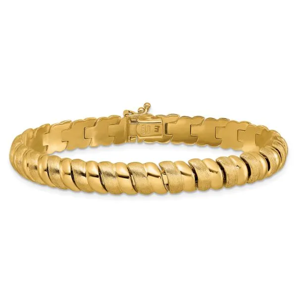 Leslie's 14K Polished and Brushed Fancy 8.0mm Bracelet Image 3 Diny's Jewelers Middleton, WI
