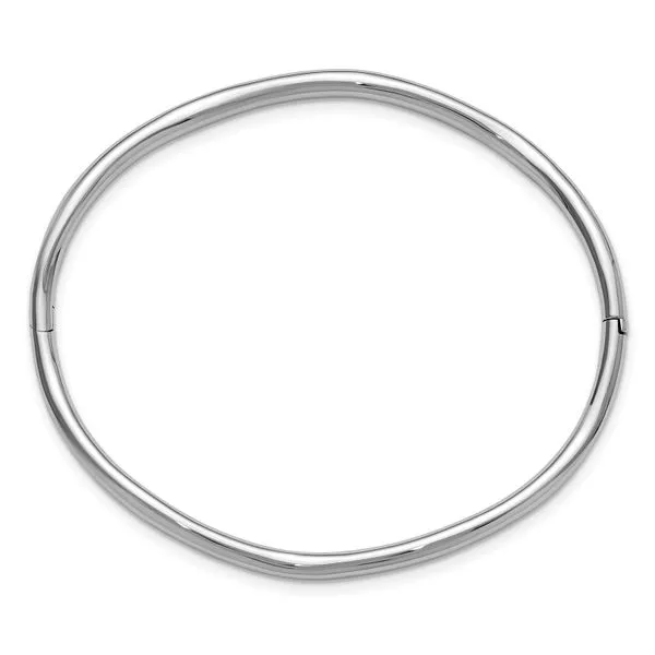 Leslie's 14K White Gold Polished Fancy Wavy Hinged Bangle Image 2 Thomas A. Davis Jewelers Holland, MI