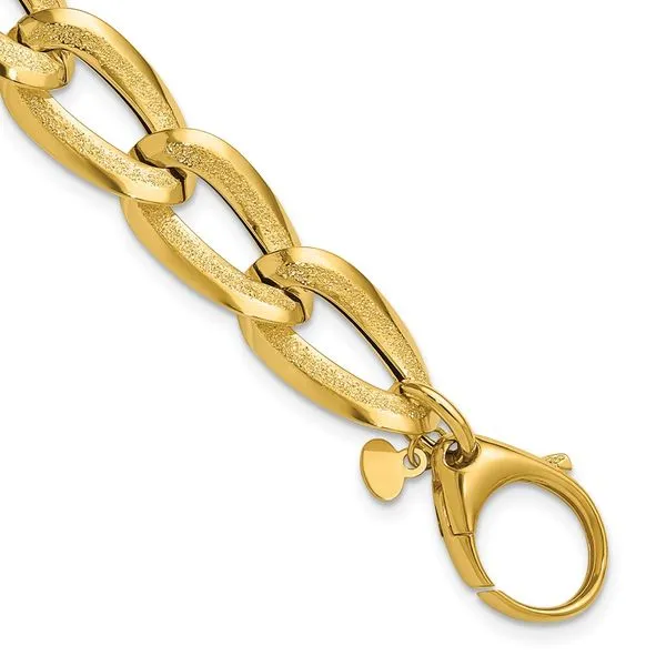 Leslie's 14K Polished and Laser-cut Fancy Oval Link Bracelet Leslie E. Sandler Fine Jewelry and Gemstones rockville , MD