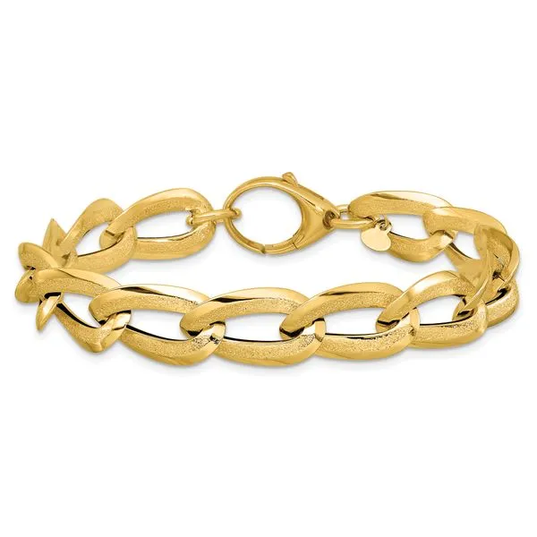 Leslie's 14K Polished and Laser-cut Fancy Oval Link Bracelet Image 3 Tidwells of Greenwood Greenwood, SC