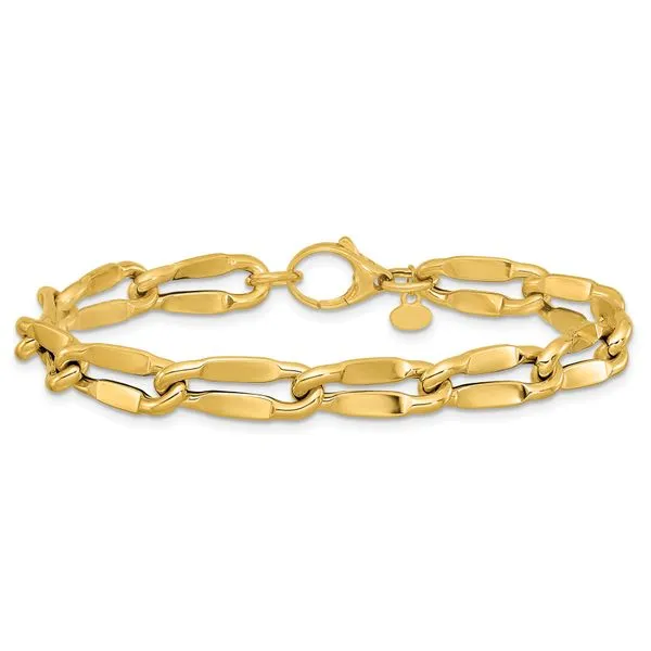Leslie's 14K Polished Fancy Contoured Link Bracelet Image 3 Arlene's Fine Jewelry Vidalia, GA